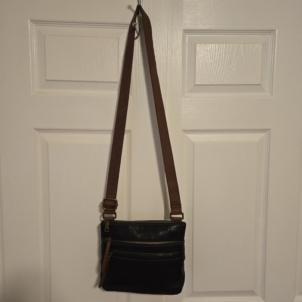 Fossil Corey Black Leather Crossbody Hand Bag